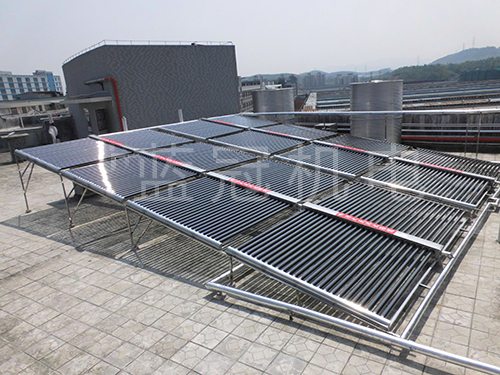真空管太陽能熱水器+空氣能熱水器工程，案例：江門洋鑫商務酒店熱水工程